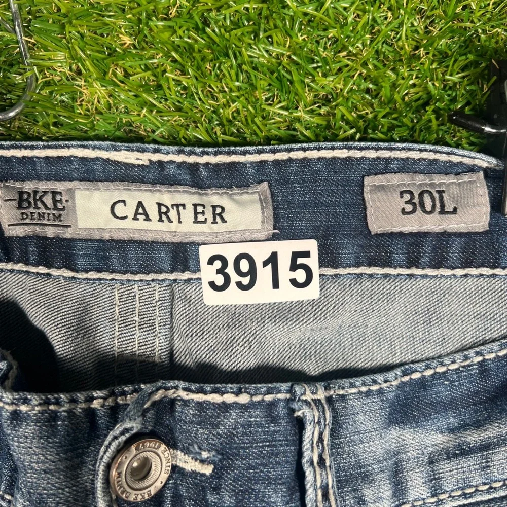 BKE Carter Relaxed Straight Leg Jeans Mens 30L Medium Wash Blue Denim